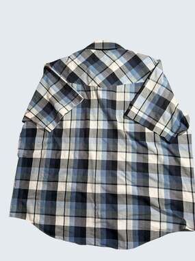 Plains Western Wear Mens 2X Pearl Snap Short Sleeve Western Shirt Blue Black Gra
